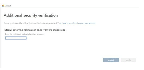Vous serez ensuite invité à entrer le code de vérification à six chiffres de l'application Authenticator.