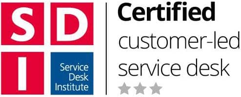 Logo de la certification SDI Certified customer led service desk 3 étoiles détenue par ACI TECHNOLOGY.