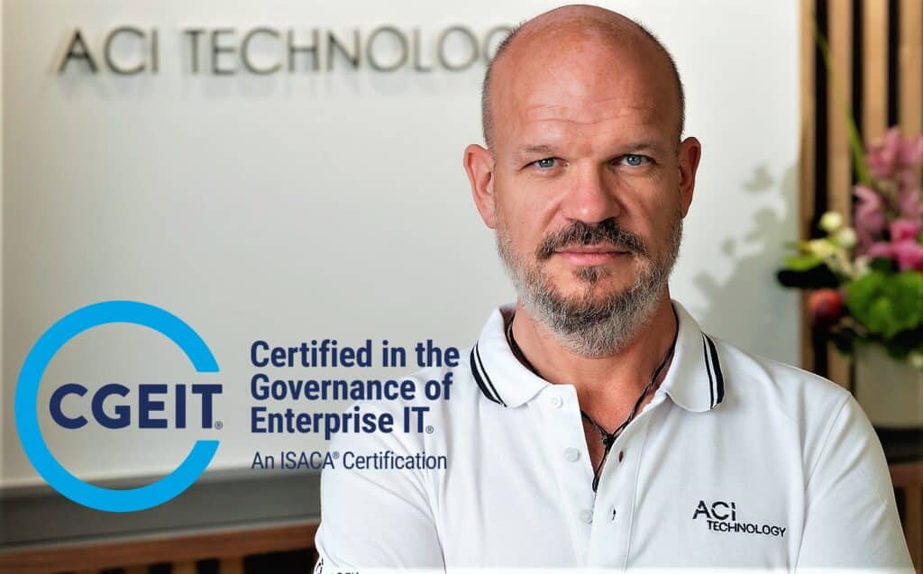Image représentant le logo de ACI Technology, leader en services d'infogérance à Paris avec un ingénieur