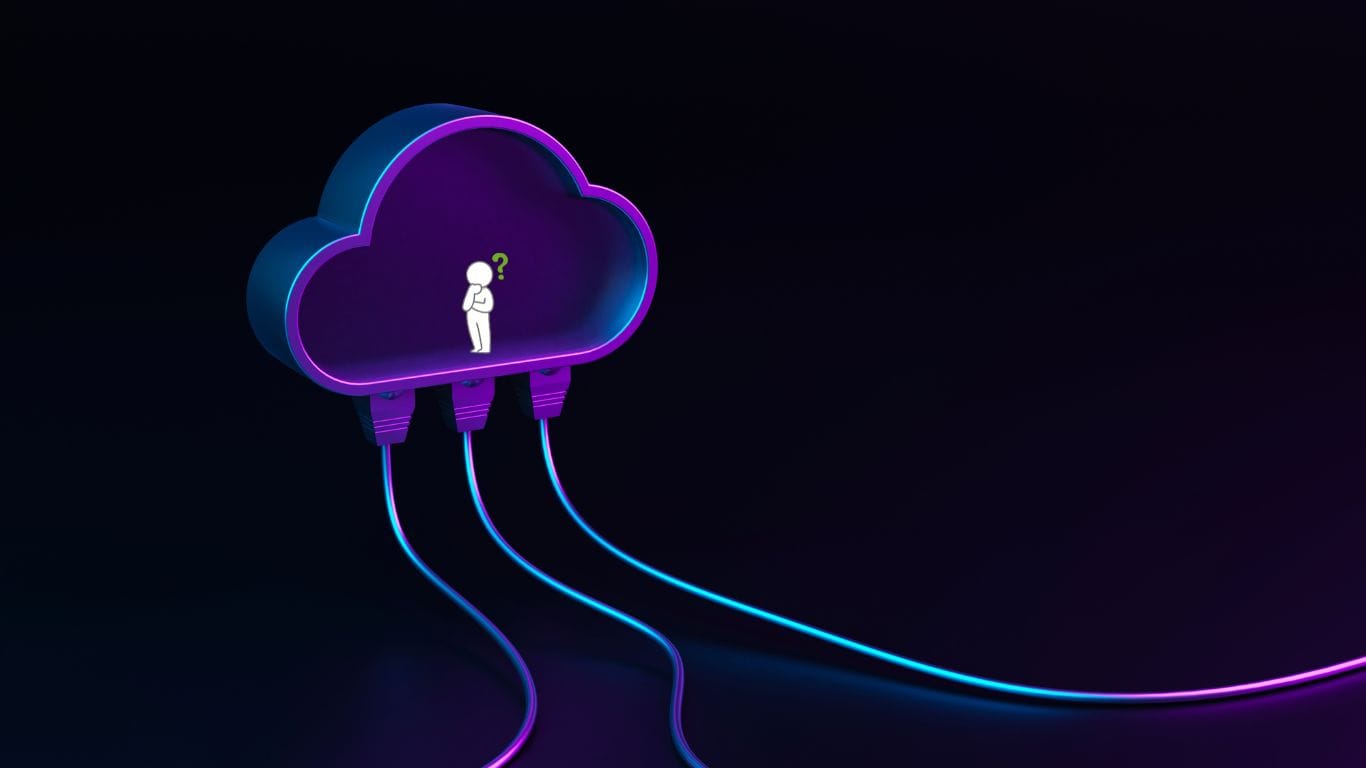 Illustration représentant un utilisateur face à un environnement cloud connecté, symbolisant l’infogérance cloud
