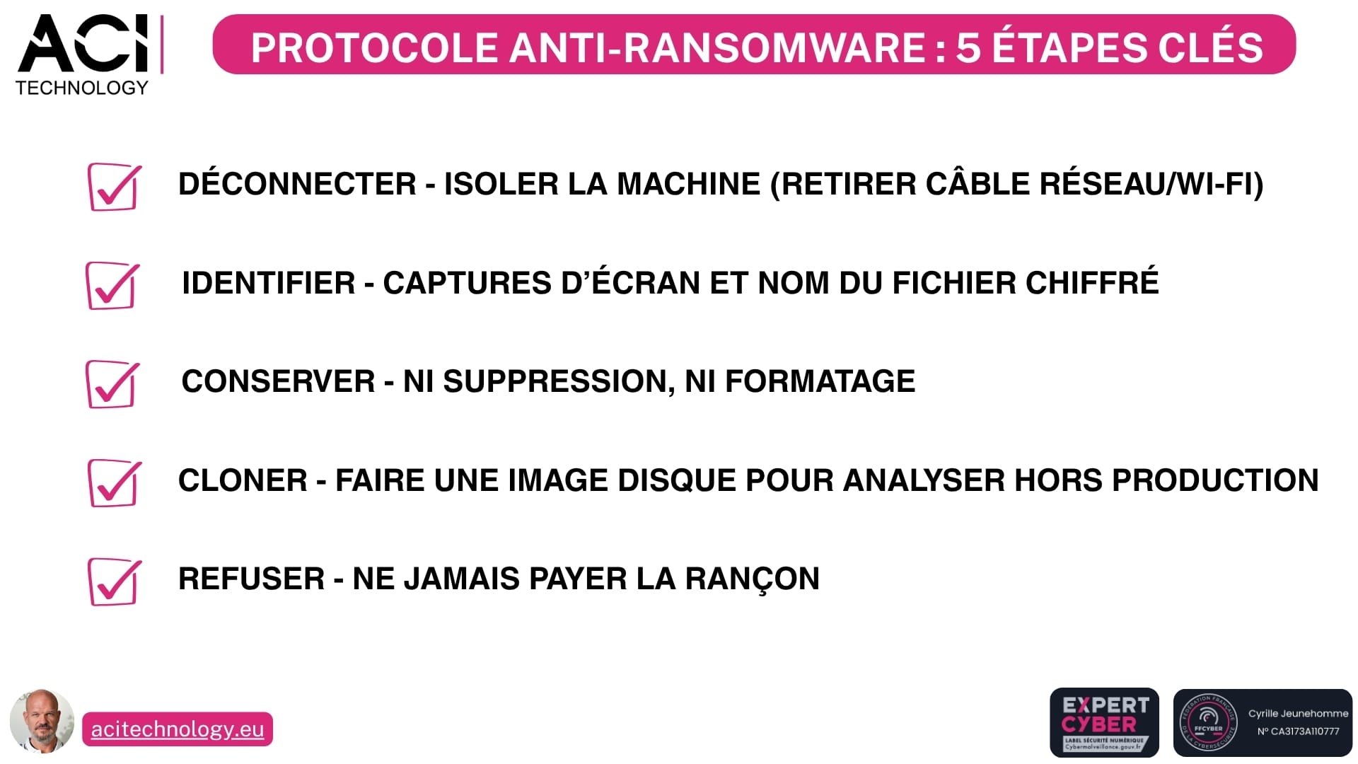 ACI Technology expert infogérance et maintenance informatique Paris - Face à une attaque ransomware, ces gestes sauvent vos données et limitent les dégâts