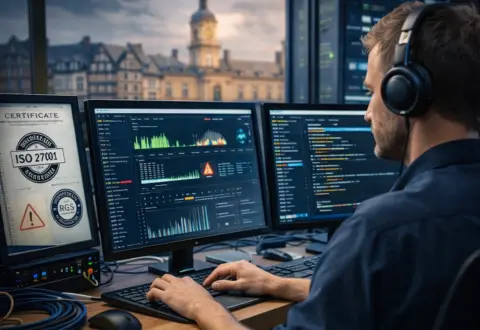 Technicien informatique supervisant des systèmes IT certifiés ISO 27001 à Rennes